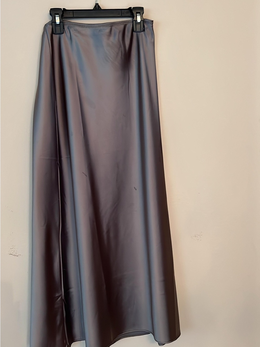 Satin-Look Long A-Line Skirt in Charcoal